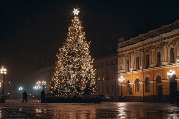 Árbol de Navidad en la plaza de la ciudad