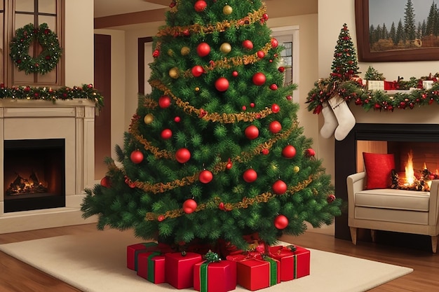 Árbol de Navidad realista generado por Ai