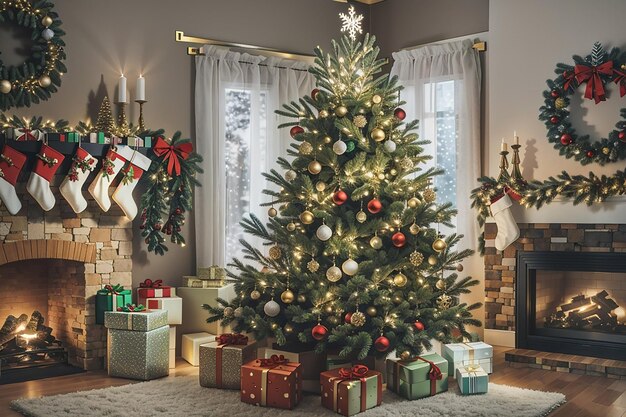 Árbol de Navidad realista generado por Ai