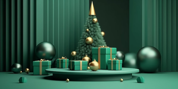 Árbol de Navidad y regalos para el simulacro