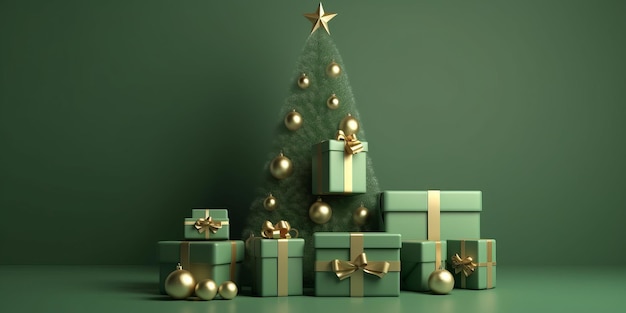 Árbol de Navidad y regalos para el simulacro