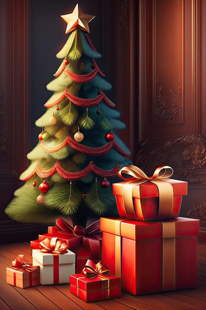 Árbol de Navidad y regalos