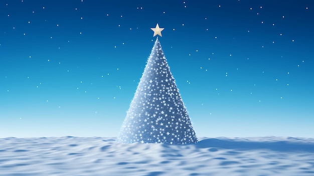 Árbol de Navidad de serenidad estrellada hecho de nieve con estrellas en el cielo