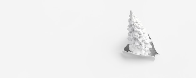 Árbol de Navidad sobre un fondo blanco, concepto minimalista