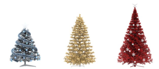 Árbol de Navidad sobre un fondo blanco Ilustración 3D aislada cg Render