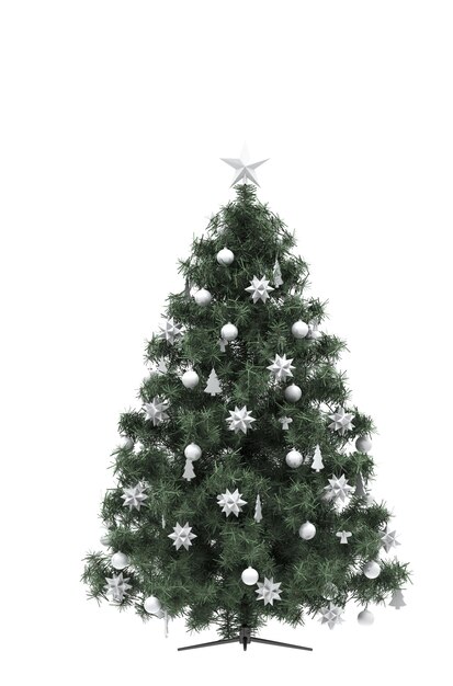 Árbol de Navidad sobre un fondo blanco Ilustración 3D aislada cg Render