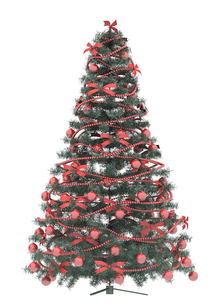 Árbol de Navidad sobre un fondo blanco Ilustración 3D aislada cg Render