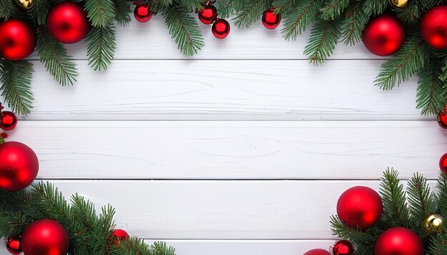 Árbol de Navidad sobre fondo de madera con copos de nieve