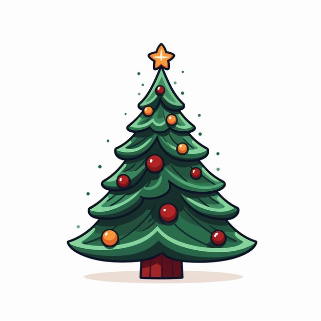 Árbol de Navidad vector 2d color plano fondo blanco