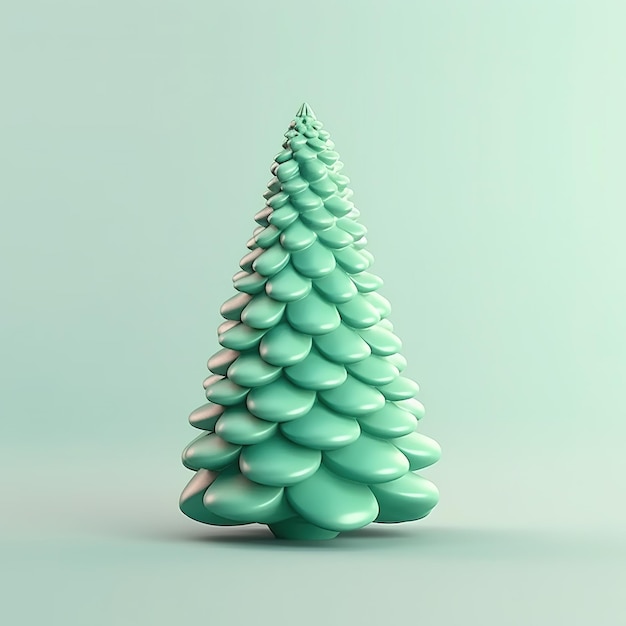 Árbol de Navidad verde en forma de cono de pino hecho con IA generativa