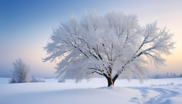 Árbol bajo la nieve Árbol de invierno Paisaje nevado