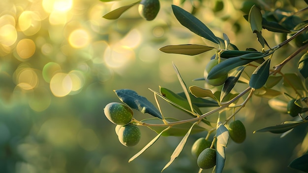 Árbol de olivo cargado con aceitunas verdes IA generativa