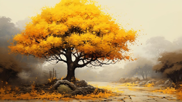 Árbol de otoño amarillo