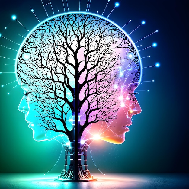 Árbol de pensamiento Inteligencia artificial árbol de red neuronal generado por ai