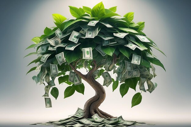 Árbol de plantas de dinero de Bitcoin con fondo