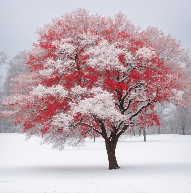 Árbol púrpura rojo y árbol amarillo