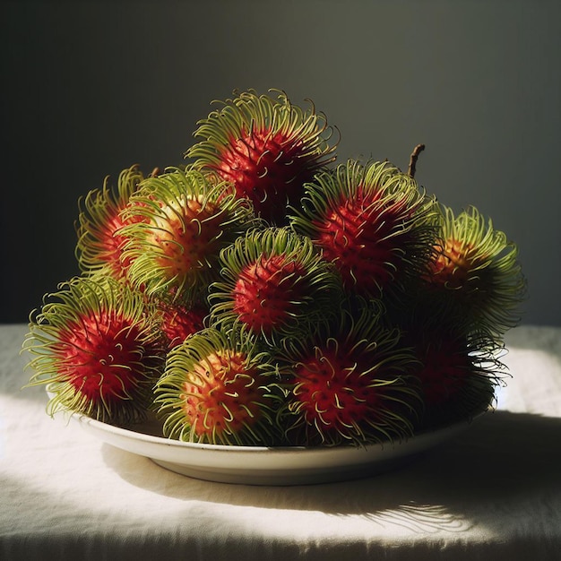 Árbol de rambutan de fondo blanco