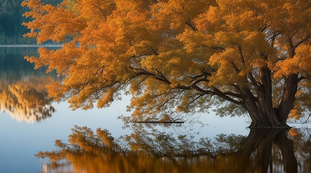 Árbol reflejado en un lago