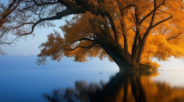 Árbol reflejado en un lago