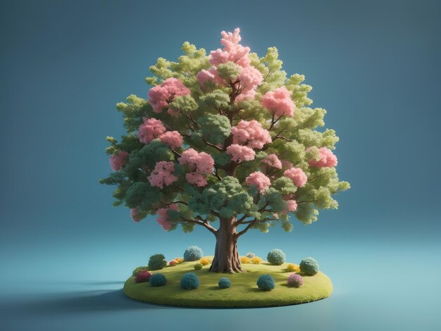 Árbol de render 3d isométrico lindo minúsculo