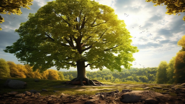 Árbol sicómoro en un entorno natural sereno