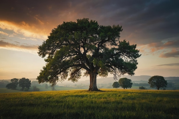 Árbol solitario en la hermosa naturaleza