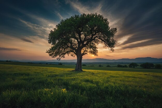 Árbol solitario en la hermosa naturaleza