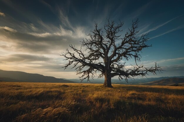 Árbol solitario en la hermosa naturaleza