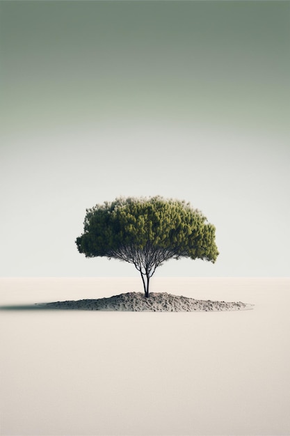 Árbol solitario sentado en medio de un desierto generativo ai