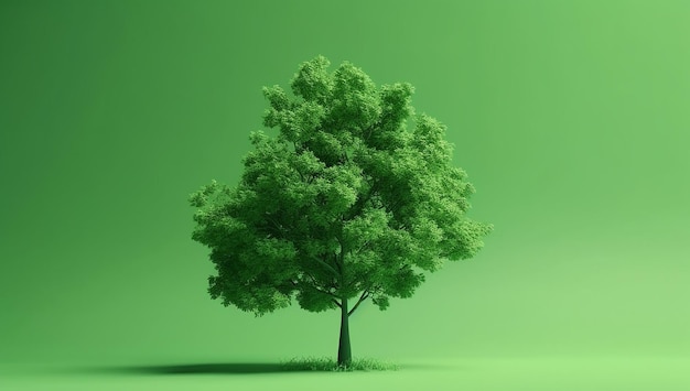 Árbol verde en campo verde Cuidado del medio ambiente y la ecología IA generativa