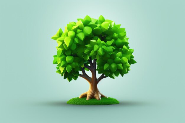 Árbol verde imagen de renderizado 3D aislada en fondo de estudio limpio