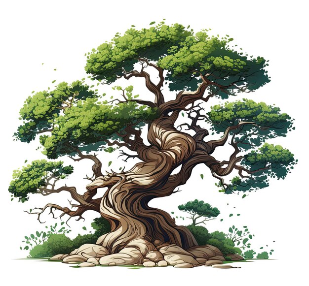 Árbol viejo aislado en fondo blanco Ilustración vectorial