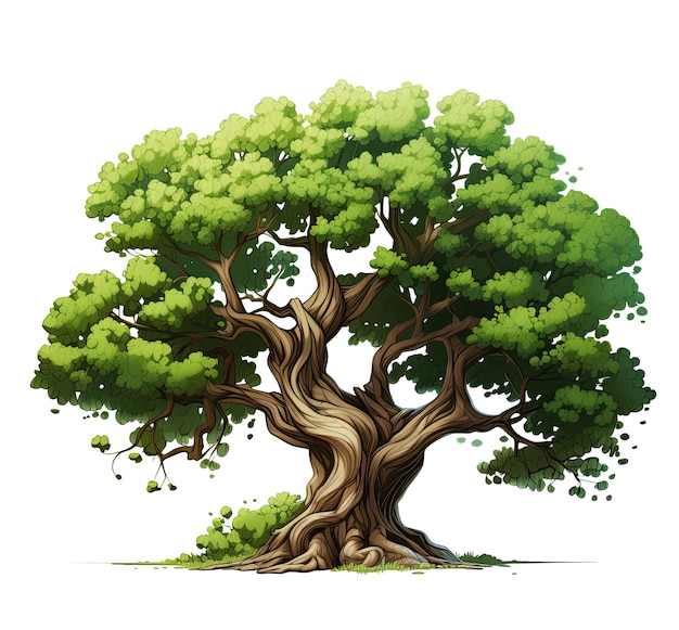 Árbol viejo aislado en fondo blanco Ilustración vectorial