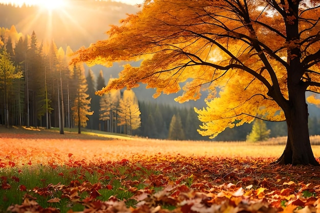 Árboles de otoño en las montañas