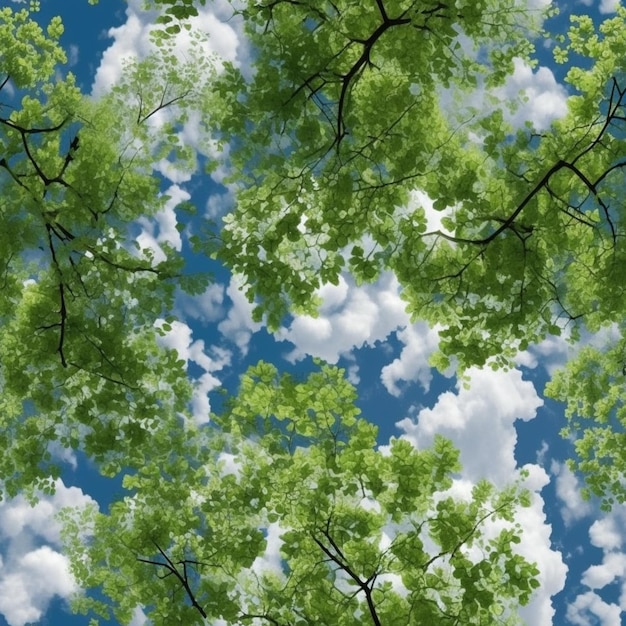 Árboles verdes contra un cielo azul