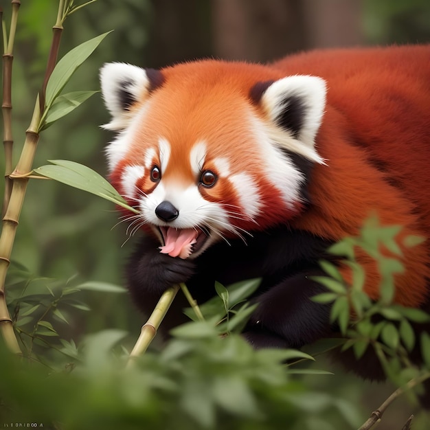 re panda comendo bambu na floresta AIGenerated