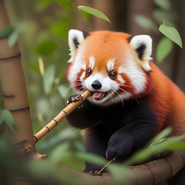 re Panda, der Bambus im Wald isst AIGenerated