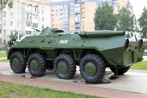 Área de Bor Nizhny Novgorod Rússia 30 de julho de 2020 Transporte de pessoal blindado anfíbio BTR80