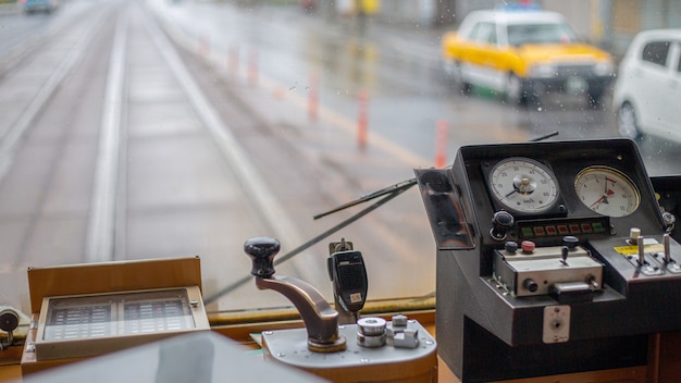 Área de driver vintage de bonde de Tóquio no Japão Hokaido.