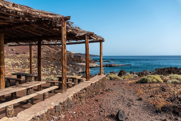 Área de lazer para churrascos na praia de Tacoron em El Hierro Ilhas Canárias