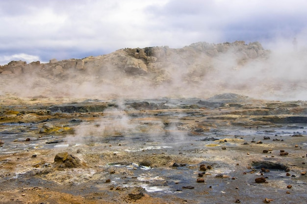 Área geotérmica de Hverir en el área geotérmica de Myvatn Islandia