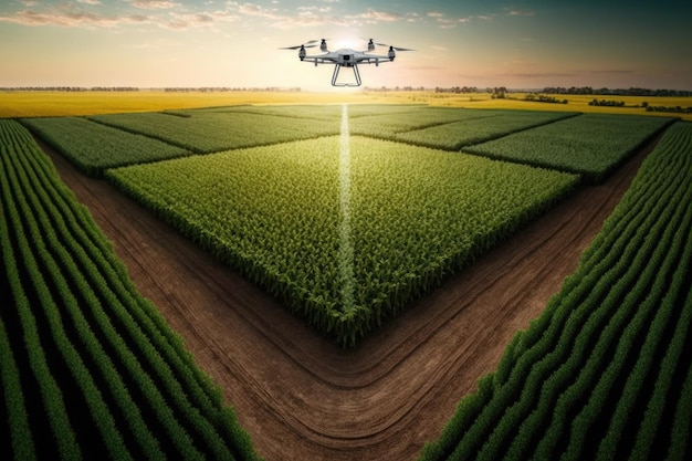 Área para cultivo observada de drone e agrônomo criada com IA generativa