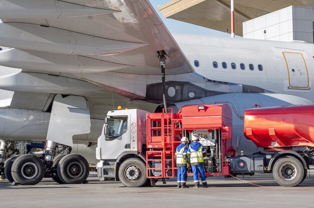 Reabastecimento de aeronaves, manutenção de aeronaves no aeroporto.