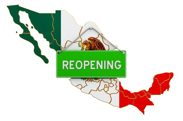 Reabertura do México após o conceito de quarentena renderização 3D