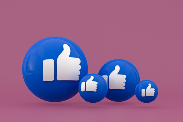 Reacciones de Facebook emoji 3d render, símbolo de globo de redes sociales con patrón de iconos de Facebook