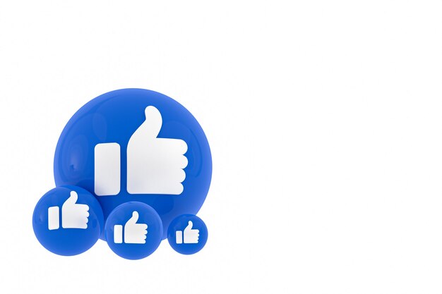 Reacciones de Facebook emoji 3d render, símbolo de globo de redes sociales con patrón de iconos de Facebook