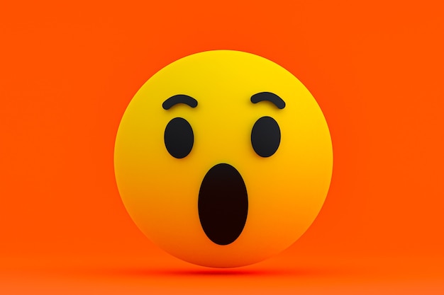 Reacciones de Facebook emoji 3d render, símbolo de redes sociales