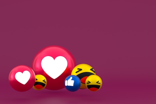 Foto reações do facebook emoji 3d render, símbolo de balão de mídia social em vermelho