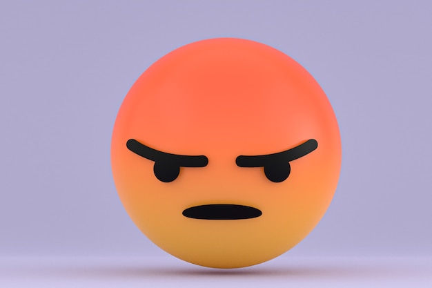 Reações do Facebook emoji 3d render, símbolo de mídia social