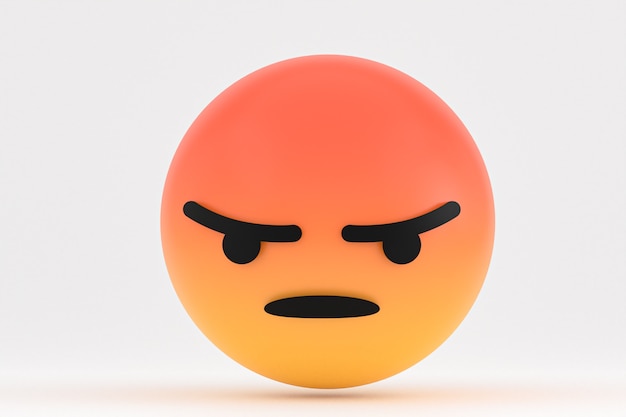 Reações do Facebook emoji 3d render, símbolo de mídia social